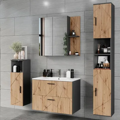 Obrázek produktu pro Sestava koupelnového nábytku Vicco Irma Antracit/Artisan 5 dílů, Model 56328