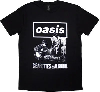 Produktbild von Oasis - "Cigarettes & Alcohol" T-Shirt für Herren/Damen Uni RO13476 (XL) (Schwarz)