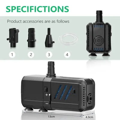 Produktbild von Aquarienfilter - Innenfilter - Einstellbar - Pumpe 500 l/h - Für Aquarien 30–150 l