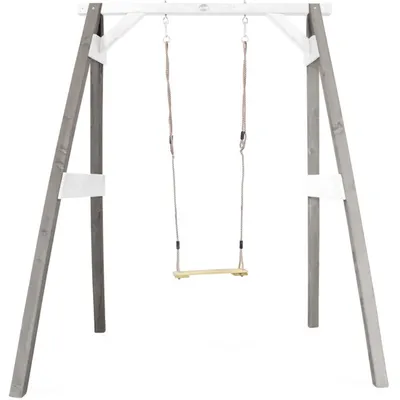 Immagine prodotto di AXI Altalena singola in legno in grigio e bianco | Altalena indipendente per bambini con seggiolino in legno | Altalena solo per giardino / uso esterno