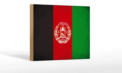 Produktbild von Holzschild Flagge Afghanistans 18x12cm Afghanistan Vintage