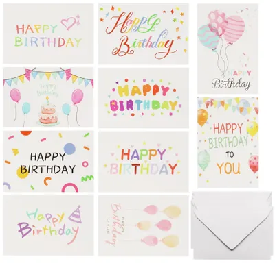 Immagine prodotto di Biglietti di auguri con motivo floreale, confezione da 10, inclusi buste, per compleanni