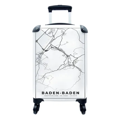 Produktbild von MuchoWow® Koffer Handgepäck Trolley Rollkoffer Kleine Reisekoffer mit 4 Rollen - Baden-Baden - Karte - Stadtplan - Cabin Size < 55x40x23 cm & 55x40x20 cm - Fotokoffer - Kabinenkoffer - Boardgepäck - Reise-Box - Reisekoffer - Reisegepäck - Koffer mit Bild - Trolley für Kinder