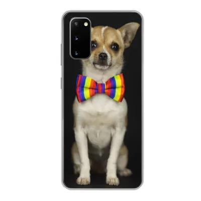 Produktbild von MuchoWow® Handyhülle Schutzhülle Hülle für Samsung Galaxy S20 Hund - Fliege - Schwarz Silikon Softcase Handy Hülle