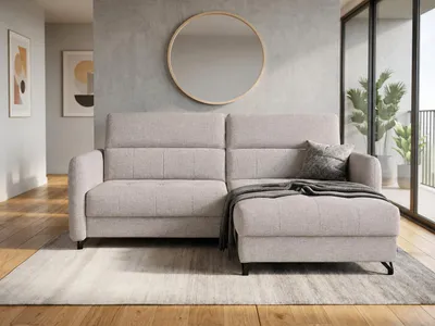 Produktbild von NORDELO Ecksofa mit Schlaffunktion und Bettkasten ALTAVISTA Hellgrau 230x173x81 cm Schlafsofa L-Form Ecksofa mit Stauraum
