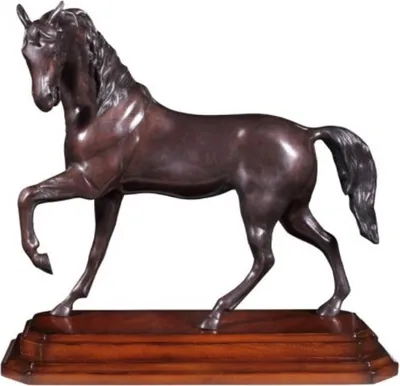Produktbild von Casa Padrino Luxus Bronzefigur Pferd mit Holzsockel Bronze / Braun 42 x 17 x H. 40 cm - Dekofigur