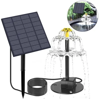 Produktbild von Solar Springbrunnen Pumpe für Vogelbad, Garten & Teich, solarbetrieben, mit mehreren Düsen, einfache Installation, ohne Strom