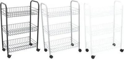 Image de Chariot de rangement avec trois paniers - acier inoxydable - vendu au hasard