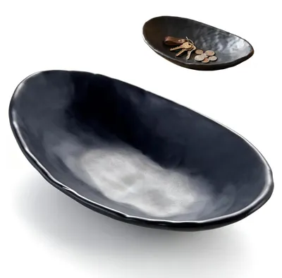 Ovale Schlüsselschale 20x13,5 cm, schwarz-matt, Organizer
