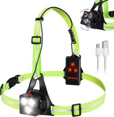 Productafbeelding van Hardlooplamp borst met reflectoren - 500 lumen - Oplaadbaar via USB