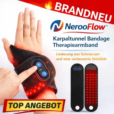 Produktbild von NerooFlow™ Karpaltunnel Bandage Handgelenk Rotlicht Therapiearmband Infrarot: Universal