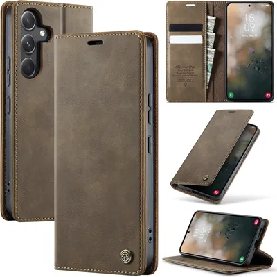 Produktbild von Handyhülle für Samsung Galaxy A54 Hülle Leder mit RFID Schutzhülle Klapphülle Magnet Kartenfach Standfunktion Braun