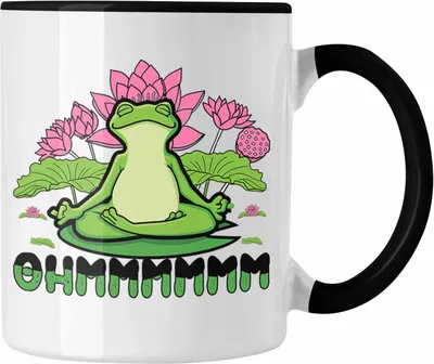 Produktbild von Trendation - Frosch Yoga Tasse Lustig Geschenk Frosch Yoga-Posen Sport Geschenkidee Sport Ohmmm (Schwarz)
