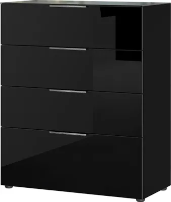 Produktbild von Kommode "404" in schwarz mit 4 Schubladen. Abmessungen (BxHxT) 83x102x42 cm