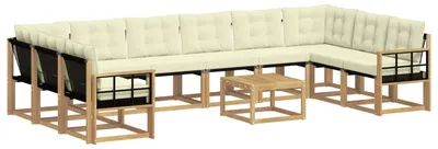 Produktbild von vidaXL Outdoor-Sofagarnitur mit Kissen 11 pcs Weiß und Creme