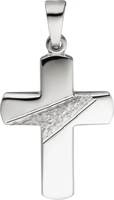 Produktbild von JOBO Anhänger Kreuz 925 Silber gehämmert diamantiert Kreuzanhänger Silberkreuz
