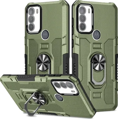Produktbild von Moto G50 Hülle, Dual Layer Robuste Rüstung Ringhalter Ständer Schutzhülle für Motorola Moto G50 Grün