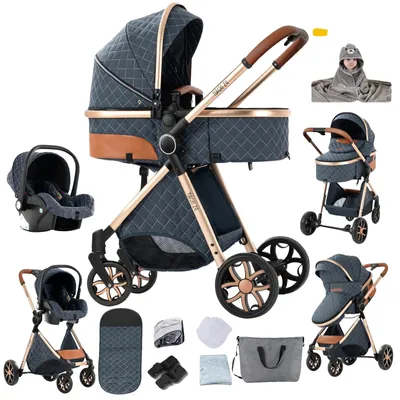 Image de Poussette, design pliable, siège réversible, BLEU