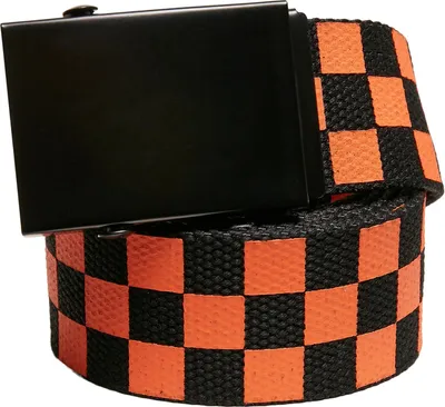 Image de Urban Classics TB5139 | Check And Solid Canvas Belt 2-Pack S/M à L/XL - Couleur : Noir/Orange - Taille : S/M