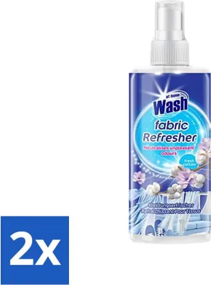 Image de At Home - Wash - Désodorisant textile - Fresh Coton - Neutralise les mauvaises odeurs - 300 ml - Pack avantage - 2 pièces