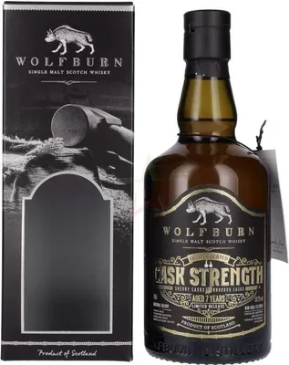 Obrázok produktu pre Wolfburn 7 rokov, zrenia v sudoch po sherry a bourbonu, single malt. Edícia k Dňu otcov, limitovaná edícia. 58,2 %, 0,70 l.