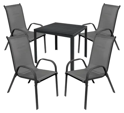 Produktbild von Gartengarnitur Sitzgarnitur 5-teilig 80x80cm Non-Wood Anthrazit
