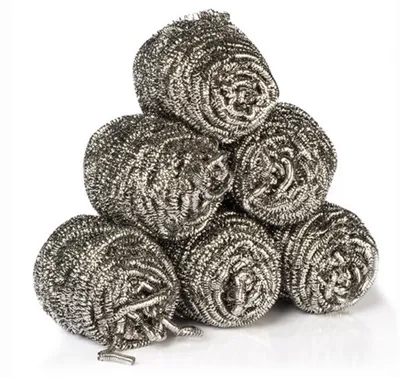 Produktbild von Stahlschwamm 6 Stück Grau für die Reinigung von Metallpfannen und hartnäckigen Speiseresten
