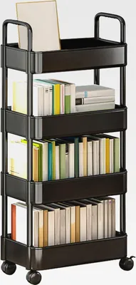 Produktbild von Rollwagen, Rollwagen - Rollender Bücherwagen | 3/4-stöckiger Mehrzweck-Aufbewahrungswagen auf Rädern, multifunktionale Aufbewahrungsregale für Küche, Badezimmer, Waschküche