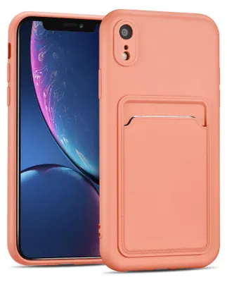 Immagine prodotto di Custodia per cellulare per Apple iPhone XR Custodia in silicone con slot per schede Slim Wallet Case, rosa