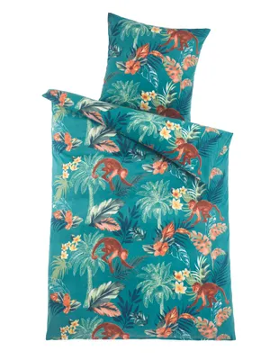 Produktbild von Bettwäsche Winter Flausch Fleece Thermofleece warm 2 teilig mit RV 135x200 + 80x80 cm Design: Jungle
