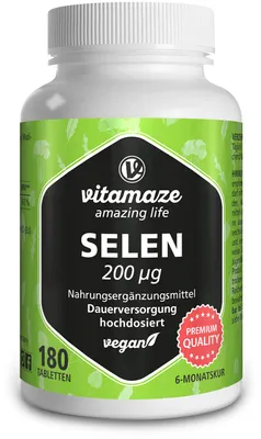 Produktbild von Selen 200 μg hochdosiert vegan Tabletten 180 St