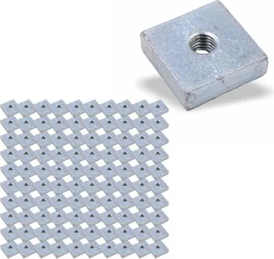 Produktbild von 100x Nutenstein | Gewindeplatte 20x20x6 mm M6 Gewinde mittig | Stahl galvanisch verzinkt