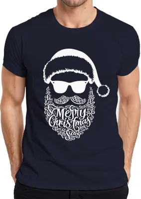 Produktbild von Merry Christmas Weihnachtsmann Bart - Weihnachten Weihnachtsgeschenk Christmas Herren T-Shirt, Navy, M