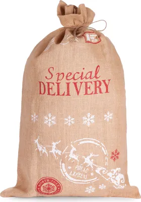 Zdjęcie produktu dla BRUBAKER Worek świąteczny Special Delivery Ojciec Święty z saniami - 80 cm worek Świętego Mikołaja, 1 szt