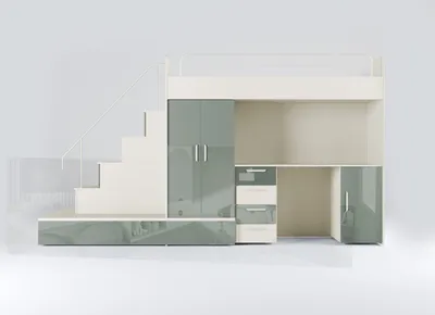 Image de Lit mezzanine avec étagères – Pour plus d'ordre et d'espace de rangement dans la chambre d'enfant
