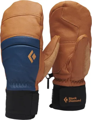 Fäustlinge "Spark Mitts" von Black Diamond; braun mit blauen Akzenten; ideal für kalte Wetterbedingungen.