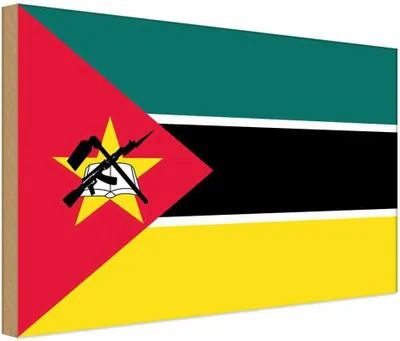 Produktbild von vianmo Holzschild 12x18 cm Mosambiks Mozambique Flagge Fahne Wappen