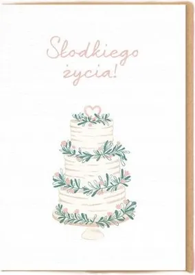 Produktbild von Hochzeitskarten-Set aus Papier mit Hochzeitstortenmotiv, Karte 12x17 cm, Umschlag 12,5x17,5 cm