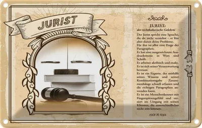 Produktbild von vianmo Blechschild 12x18 cm Jurist Beruf Arbeit