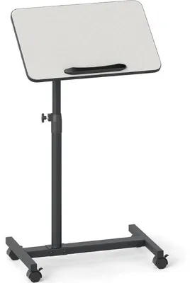 Produktbild von Höhenverstellbarer Beistelltisch auf Rollen mit neigbarer Tischplatte RD90537, 52 x 33 x 112 cm, weiß/schwarz