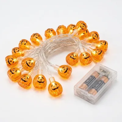 Lichterkette mit 20 Kürbis-LEDs, 180 cm, batteriebetrieben