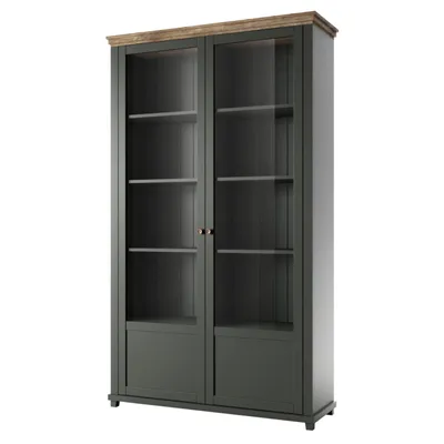 Produktbild von Masseno Vitrinenschrank EVANDRO 200 x 126 cm Modern Wohnzimmer Vitrine mit Tür Grün / Grün