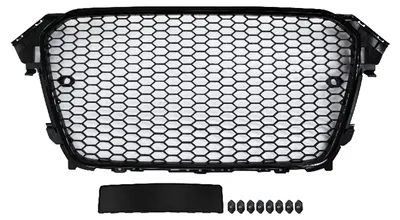 Kühlergrill Sportgrill Waben Gitter SCHWARZ GLANZ für Audi A4 B8 8K Facelift 12 – Produktansicht