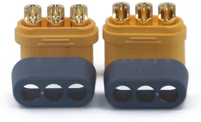 Image de Set de 5 paires de connecteurs MR60 femelles pour modèles réduits RC | Haute qualité, capuchon de protection inclus | Idéal pour les batteries Lipo, les drones, le système radio Quadlock - Jaune