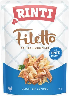 Produktbild von Rinti - Filetto Pouchbeutel Jelly 24x100g  |  Huhn & Ente in Jelly