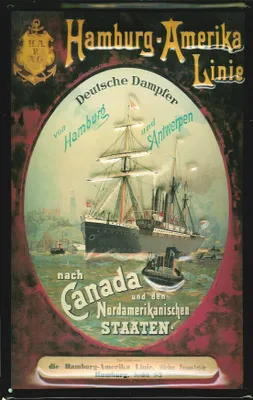 Produktbild von Blechschild Hamburg America Line Dampfsegler Canada Schiff Schild Nostalgieschild