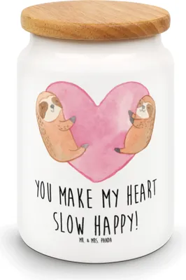 Produktbild von Mr. & Mrs. Panda müslidose Faultiere Herz - Weiß - Geschenk, Hochzeitstag, Lebensmittelbehälter, Vorratsdose, Dose, für Frauen, Jahrestag, Frischhaltedose, Partner