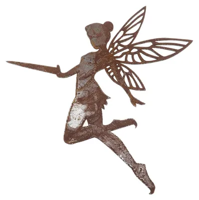 Immagine prodotto di Tuinelf Vliegend - Decorazioni per il giardino - Statue da giardino - Decorazioni per esterni - Ornamento in metallo arrugginito - 27x25 cm