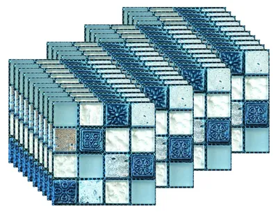 Obrázek produktu pro Obkladové samolepky - Mozaika modrá - 10 x 10 cm - Sada 40 kusů - Voděodolné