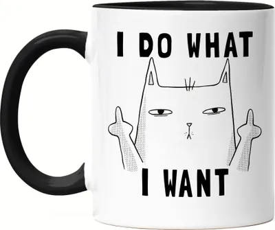 Produktbild von I Do What I Want Tasse Schwarz Lustig Katze unhöflich Spruch Cat Katzenliebhaber Geschenk Kollege Kollegin Büro-Tasse